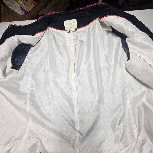 Kate Spade Black Evening Jacket D214 Black /Multi Trim Holiday Collarless Sz 12 - Picture 10 of 16